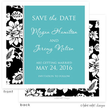 Take Note Designs Save The Date Cards - Black Vine Border