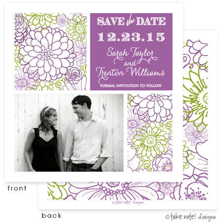 Take Note Designs Save The Date Cards - Beautiful Floral Squares