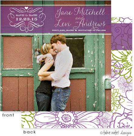 Take Note Designs Save The Date Cards - Violet Band Take Note Designs Save The Date Cards - Violet Band