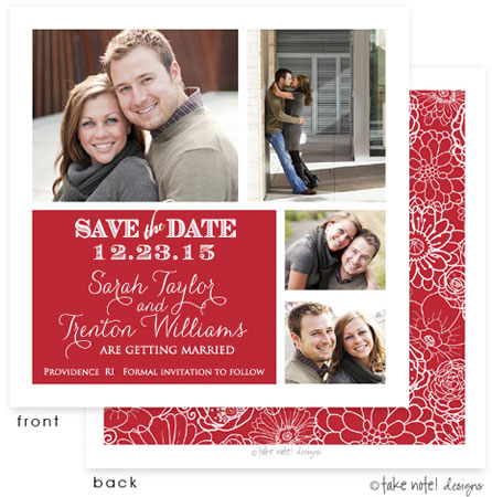 Take Note Designs Save The Date Cards - Simple Red Block Take Note Designs Save The Date Cards - Simple Red Block