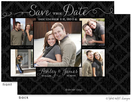 Take Note Designs Save The Date Cards - Damask Beautiful Photo Layout