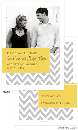 Take Note Designs Save The Date Cards - Designer with Yellow Tag