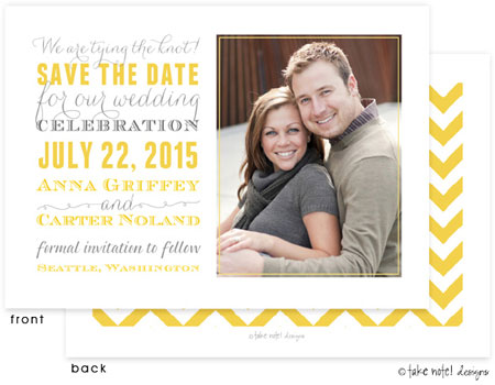 Take Note Designs Save The Date Cards - Subway Grey and Yellow Photo