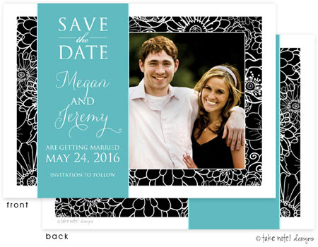 Take Note Designs Save The Date Cards - Black Elegant with Band