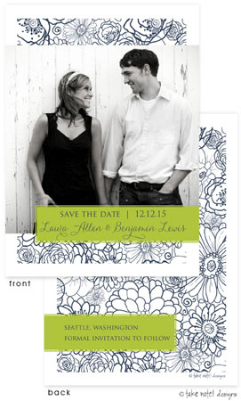 Take Note Designs Save The Date Cards - Navy Bunch and Green Tag