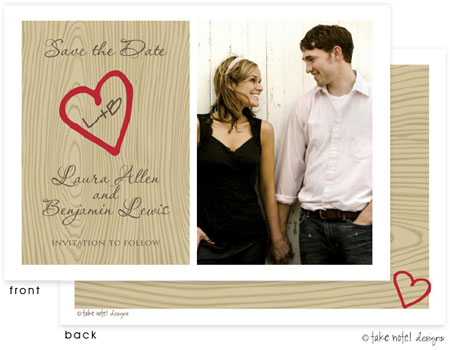 Take Note Designs Save The Date Cards - Initials on Tree Photo