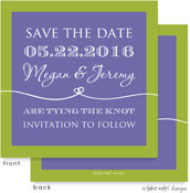 Take Note Designs Save The Date Cards - Tie the Knot Lilac and Lime