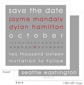 Take Note Designs Save The Date Cards - Modern Block Grey and Red