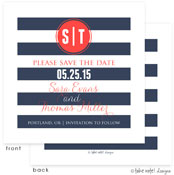 Take Note Designs Save The Date Cards - Navy Stripes Preppy