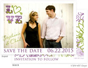 Take Note Designs Save The Date Cards - LOVE Purple and Lime