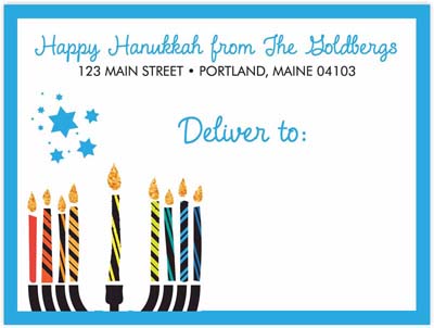 Shipping Labels by Three Bees (Colorful Menorah)