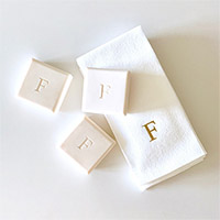 Personalized Linen-Like Guest Towels and Soap - 3 Bars Initial