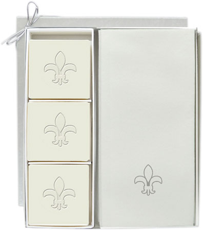 Carved Solutions - Guest Soap and Guest Towels (Fleur de Lys Icon)