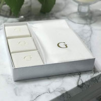 Personalized Linen-Like Guest Towels and Soap - Clean Elegance