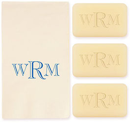 Riverwood Monogram Personalized Soap Set of 3 Plus Guest Towels by Embossed Graphics