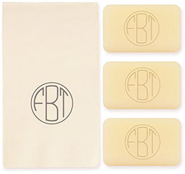 Circle Monogram Personalized Soap Set of 3 Plus Guest Towels by Embossed Graphics