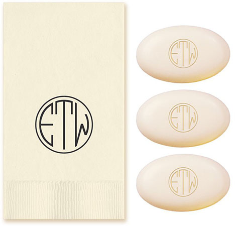 Terrace Monogram Personalized Triple Milled French Soap of 3 Plus Guest Towels by Embossed Graphics Terrace Monogram Personalized Triple Milled French Soap of 3 Plus Guest Towels by Embossed Graphics