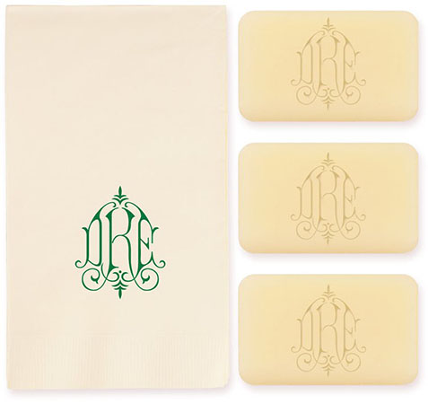 Whitlock Monogram Personalized Soap Set of 3 Plus Guest Towels by Embossed Graphics Whitlock Monogram Personalized Soap Set of 3 Plus Guest Towels by Embossed Graphics