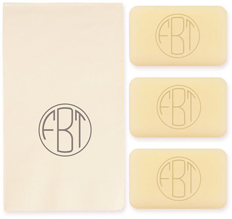 Circle Monogram Personalized Soap Set of 3 Plus Guest Towels by Embossed Graphics Circle Monogram Personalized Soap Set of 3 Plus Guest Towels by Embossed Graphics