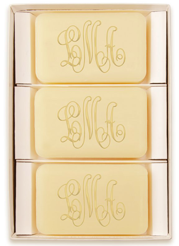 Classic Monogram Personalized Triple Milled French Soap Set of 3 by Embossed Graphics