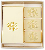 Classic Monogram Personalized Triple Milled French Soap of 3 Plus Guest Towels by Embossed Graphics