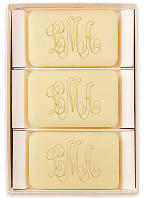 Classic Monogram Personalized Triple Milled French Soap Set of 3 by Embossed Graphics