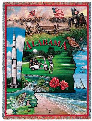State Tapestry Throws - Alabama State Tapestry Throws - Alabama