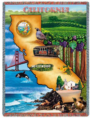 State Tapestry Throws - California