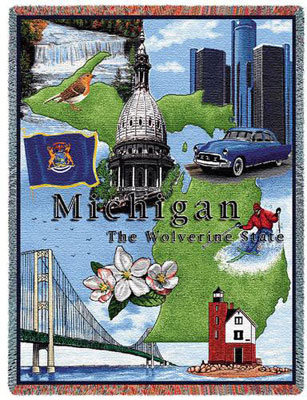 State Tapestry Throws - Michigan