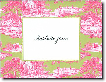 Boatman Geller Stationery - Magenta & Green Toile