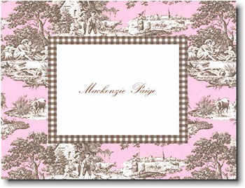 Boatman Geller Stationery - Pink & Brown Toile