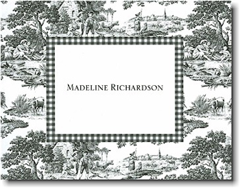 Boatman Geller Stationery - Black Toile with Check