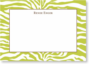 Boatman Geller Stationery - Zebra Green Large Flat Card Boatman Geller Stationery - Zebra Green Large Flat Card