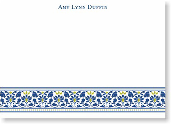 Boatman Geller Stationery - Navy Ornamental Large Flat Card Boatman Geller Stationery - Navy Ornamental Large Flat Card