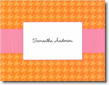 Boatman Geller Stationery - Orange Houndstooth/Pink Band Folded Note