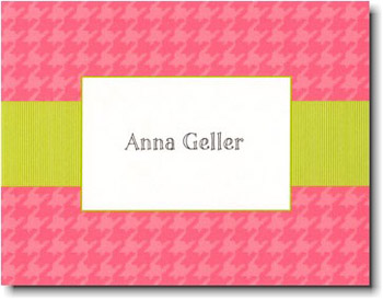 Boatman Geller Stationery - Pink Houndstooth/Lime Band Folded Note