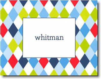 Boatman Geller Stationery - Blue Argyle Folded Note