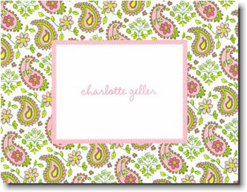 Boatman Geller Stationery - Pink Baby Paisley Folded Note