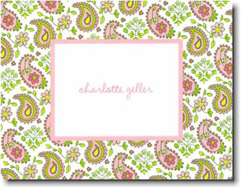 Boatman Geller Stationery - Pink Baby Paisley Folded Note Boatman Geller Stationery - Pink Baby Paisley Folded Note