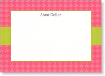 Boatman Geller Stationery - Houndstooth Pink/Lime Band Large Flat Card