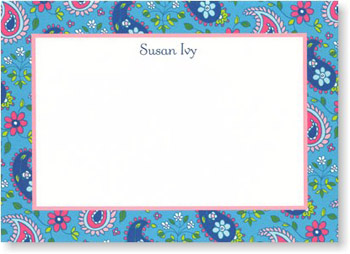 Boatman Geller Stationery - Paisley Blue Large Flat Card Boatman Geller Stationery - Paisley Blue Large Flat Card