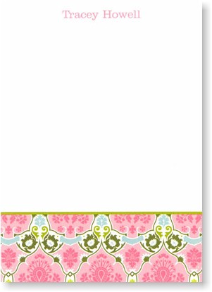 Boatman Geller Stationery - Moroccan Damask Pink Large Flat Card