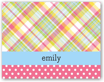 Boatman Geller Stationery - Block Plaid Pink