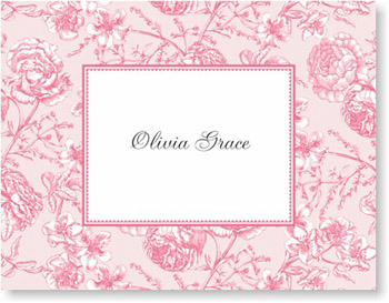 Boatman Geller Stationery - Floral Toile Pink Folded Note