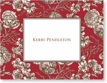 Boatman Geller Stationery - Floral Toile Red Folded Note Boatman Geller Stationery - Floral Toile Red Folded Note