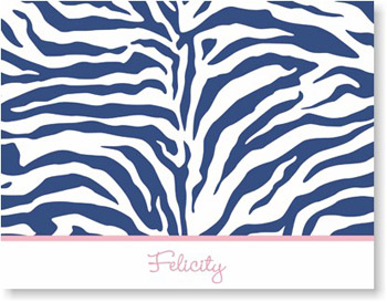 Boatman Geller Stationery - Zebra Navy Folded Note