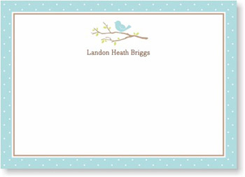 Boatman Geller Stationery - Bird on Branch Blue Large Flat Card Boatman Geller Stationery - Bird on Branch Blue Large Flat Card