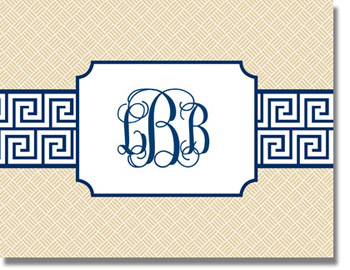 Boatman Geller Stationery - Greek Key Band Navy