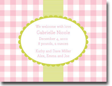 Boatman Geller - Check Pink Birth Announcements Boatman Geller - Check Pink Birth Announcements