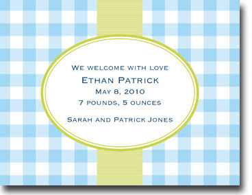 Boatman Geller - Check Blue Birth Announcements Boatman Geller - Check Blue Birth Announcements
